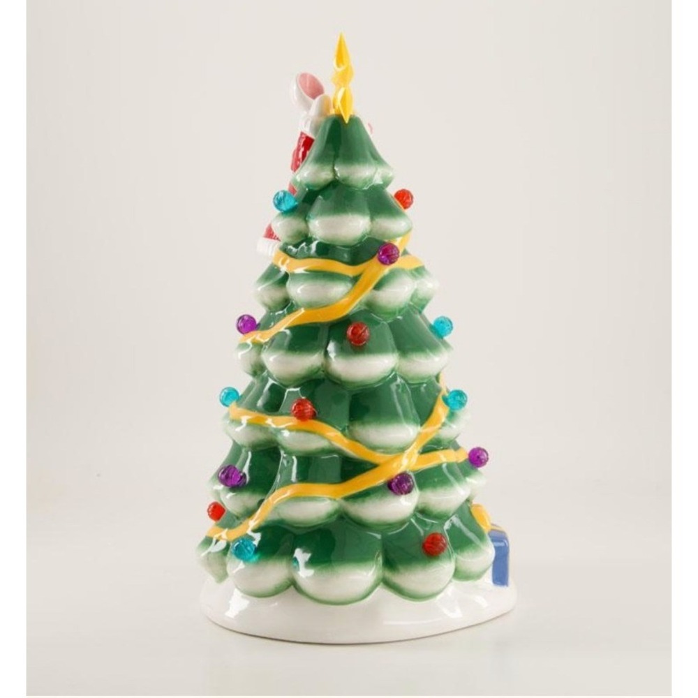 Cracker Barrel LED Ceramic Christmas Tree with Mouse Lighted 13" Vintage Style